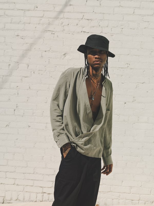Sage Dry Silk Wrapover Shirt | Garmentory