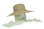 Clyde Seagrass Straw Pearl Hat w. Neck Scarf - Thumbnail 4