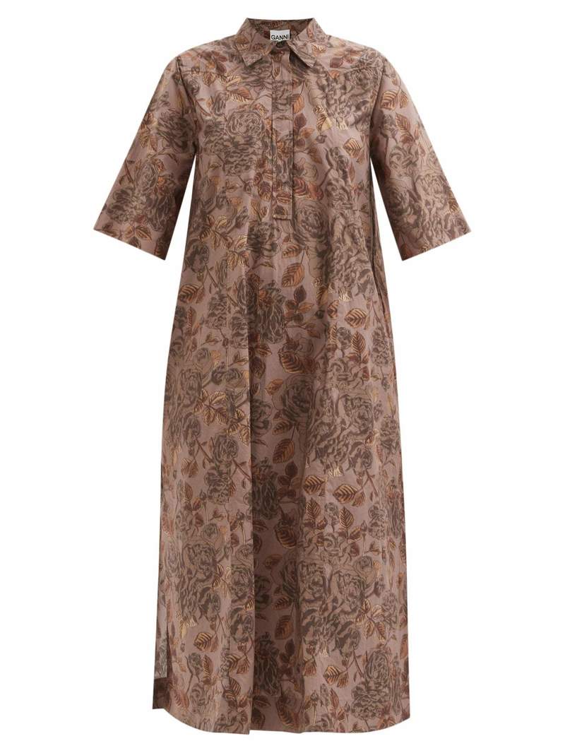 GANNI　Cotton Poplin Maxi Dress Ganni Cotton Poplin Smock Maxi Dress – Cycle Platform