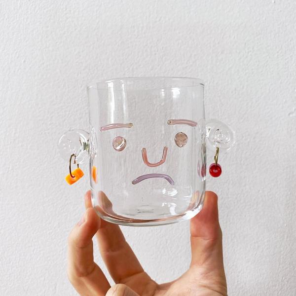 Clear Glass Face Cups, with Earrings! Clear Glass Face Cups, with Earrings!