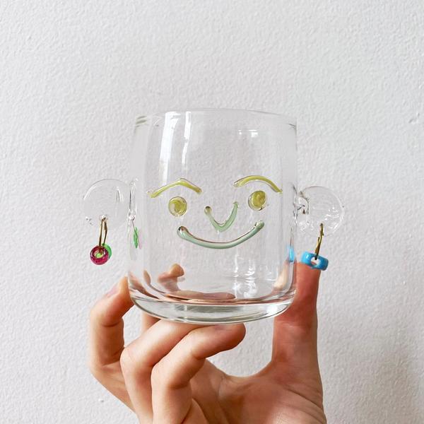 Clear Glass Face Cups, with Earrings! Clear Glass Face Cups, with Earrings!