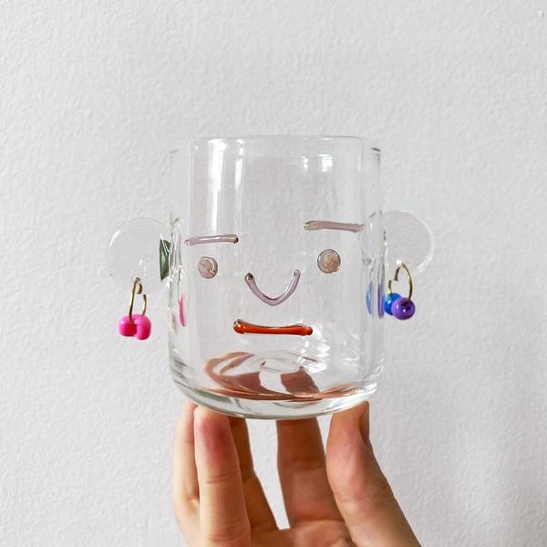 Clear Glass Face Cups, with Earrings! Clear Glass Face Cups, with Earrings!