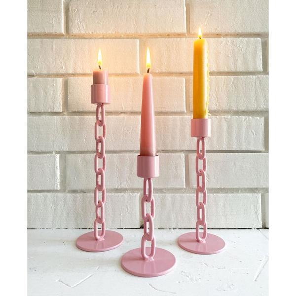 Pink Chainlink Candlestick Holder Pink Chainlink Candlestick Holder