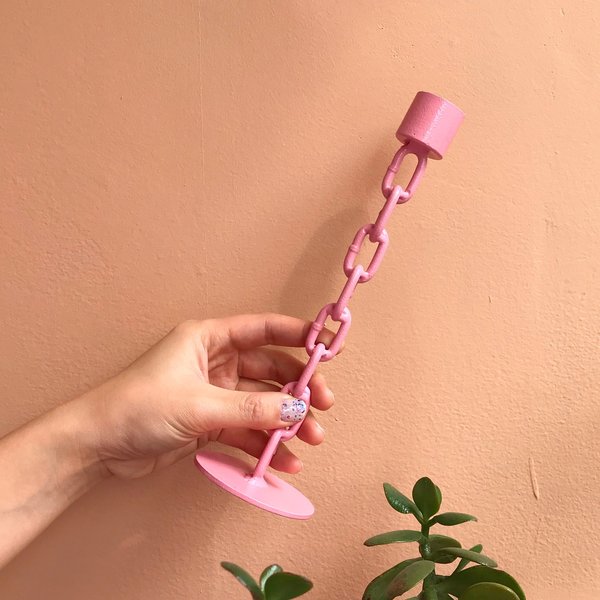 Pink Chainlink Candlestick Holder Pink Chainlink Candlestick Holder