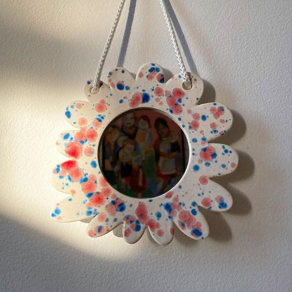 Red & Blue Splatter Wall Mirror Red & Blue Splatter Wall Mirror