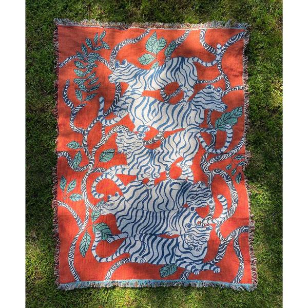 Red Tiger Landscape Throw Blanket Red Tiger Landscape Throw Blanket