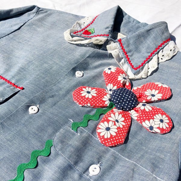 Vintage Embellished Chambray Shirt Vintage Embellished Chambray Shirt