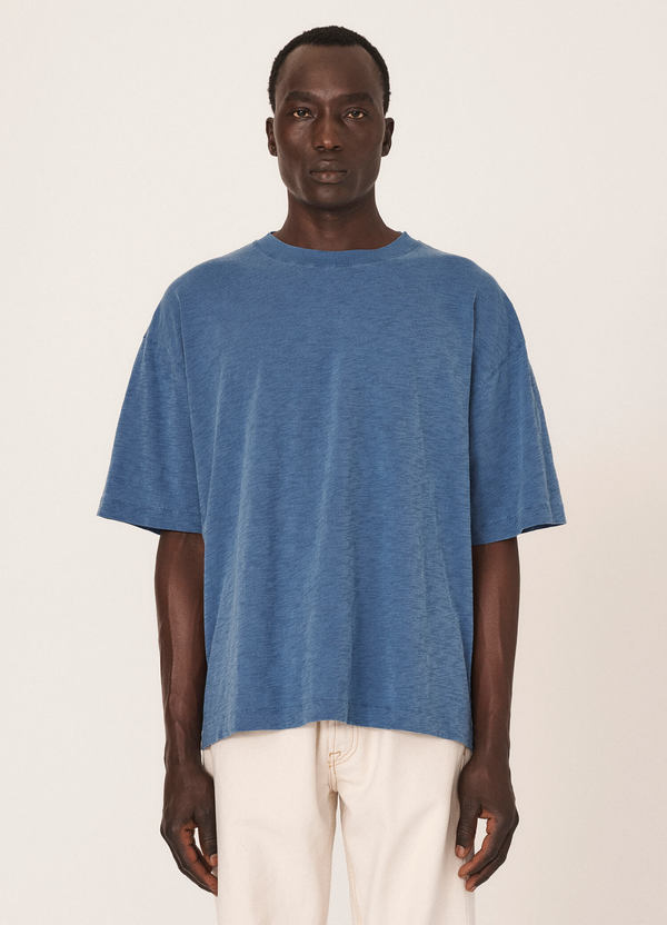 Triple Cotton Slub Jersey T-Shirt Blue Triple Cotton Slub Jersey T-Shirt Blue
