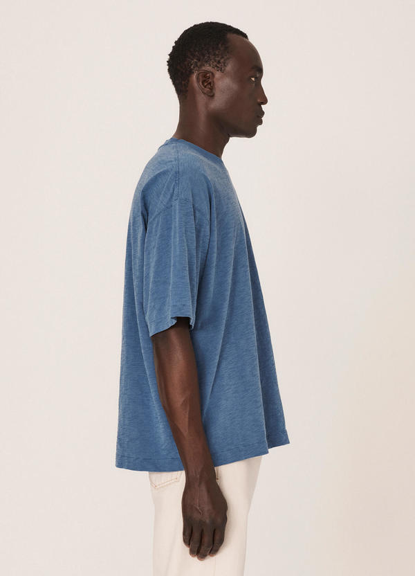 Triple Cotton Slub Jersey T-Shirt Blue Triple Cotton Slub Jersey T-Shirt Blue