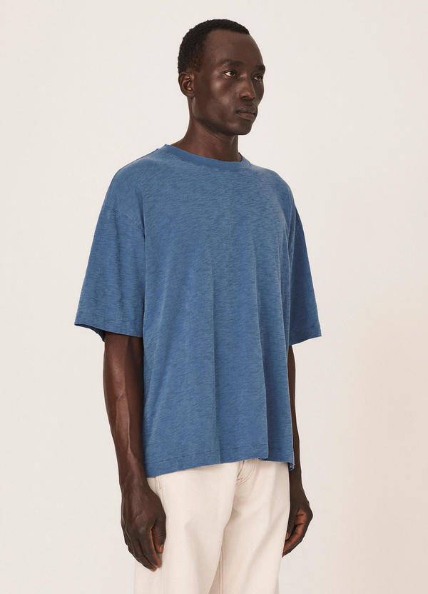 Triple Cotton Slub Jersey T-Shirt Blue Triple Cotton Slub Jersey T-Shirt Blue