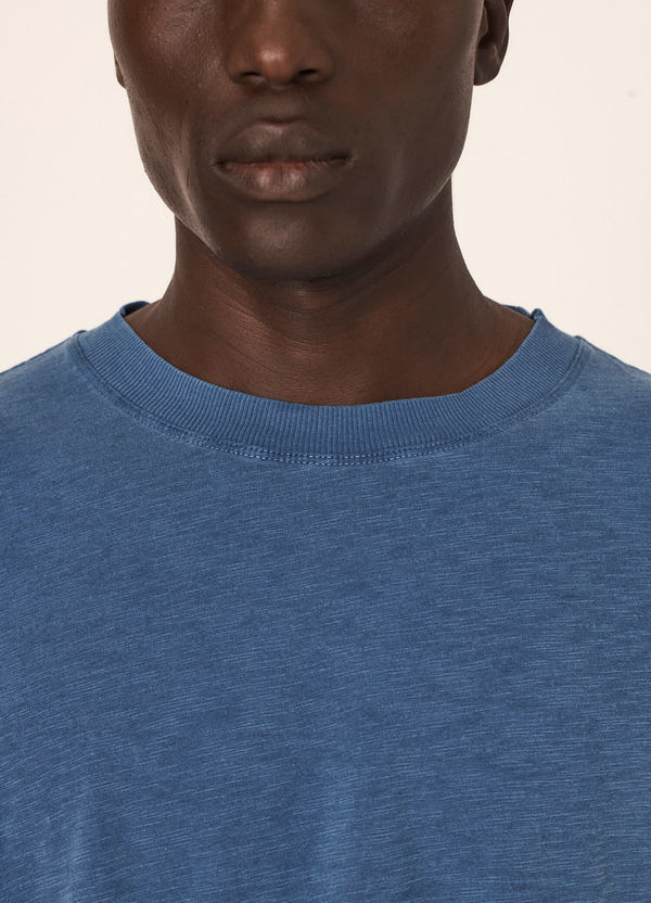 Triple Cotton Slub Jersey T-Shirt Blue Triple Cotton Slub Jersey T-Shirt Blue
