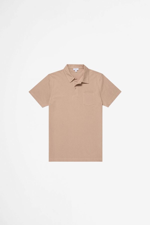 Sunspel Riviera Polo Shirt - Cashew Sunspel Riviera Polo Shirt - Cashew