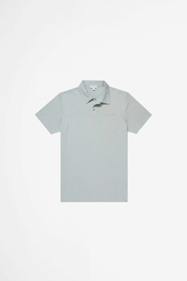Sunspel Riviera Polo Shirt - Dusky Green Sunspel Riviera Polo Shirt - Dusky Green