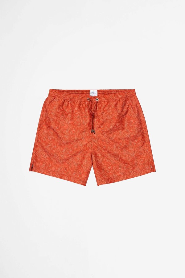 Sunspel Swim Short - Cross Hatch Burnt Sunspel Swim Short - Cross Hatch Burnt