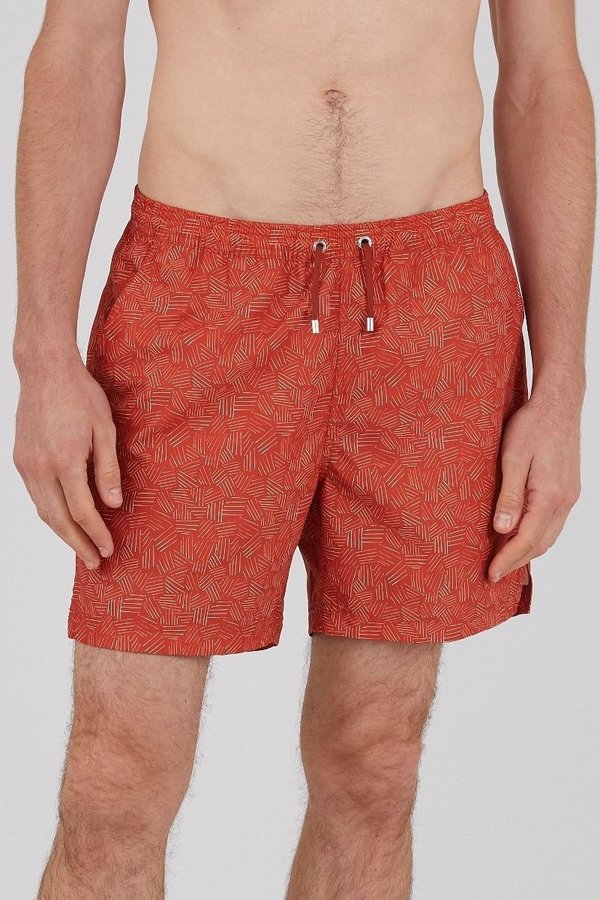 Sunspel Swim Short - Cross Hatch Burnt Sunspel Swim Short - Cross Hatch Burnt