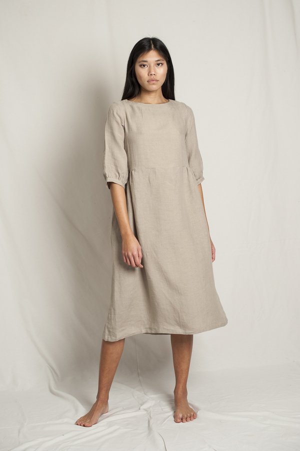 chinese dress ladies Florence Linen Blend Dress-Olive Leopard Flora main image 1