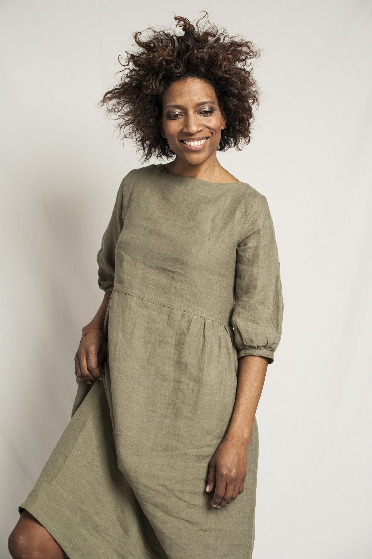 L'ENVERS FLORA Linen Dress - Khaki | Garmentory
