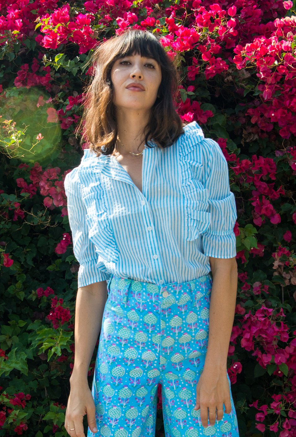 SZ Blockprints Hartley Top - Cornflower Blue Thin Stripes | Garmentory