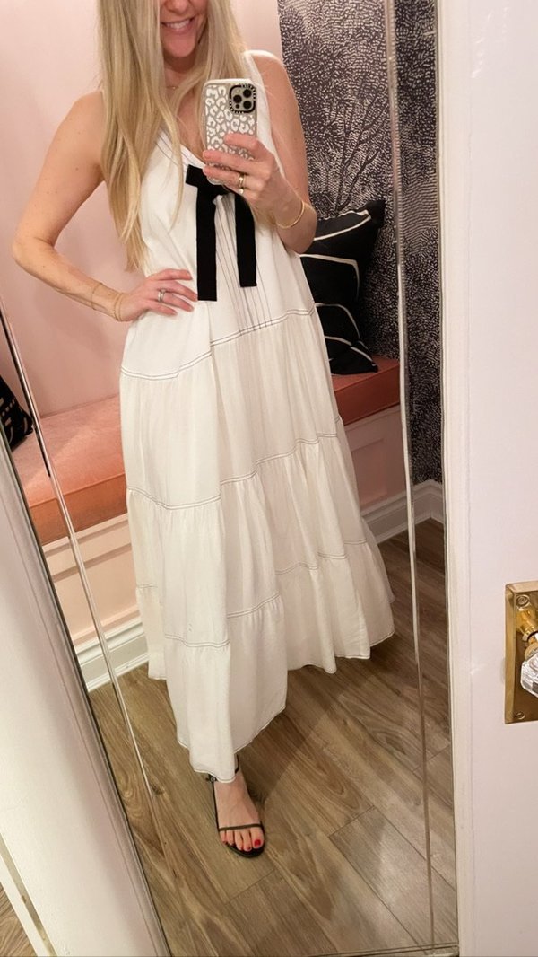 Lug Von Siga Lorena Tiered with Bow Maxi Dress  - White