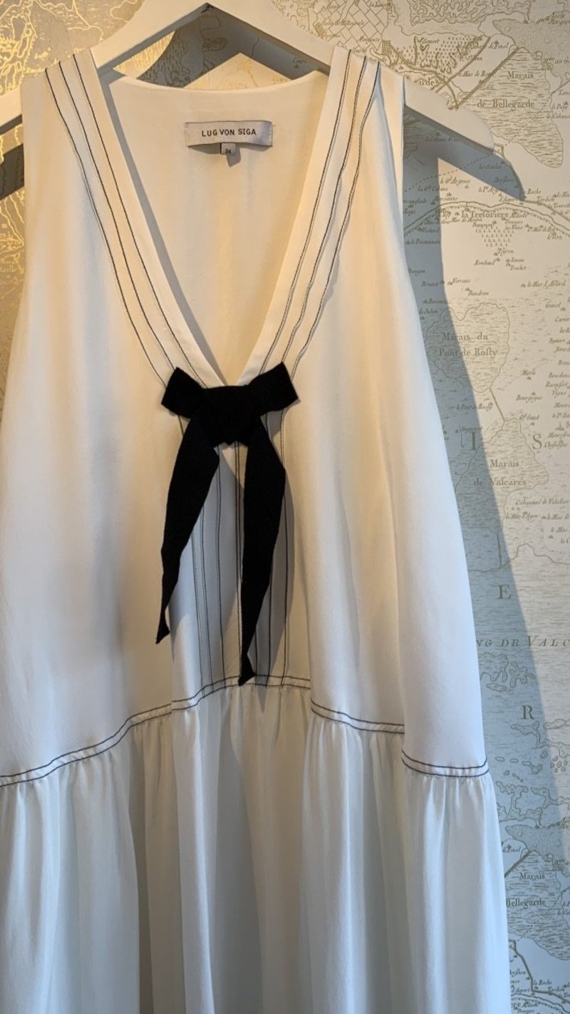 Lug Von Siga Lorena Tiered with Bow Maxi Dress  - White