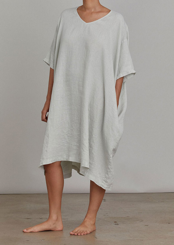 Black Crane V Neck Dress - Sky