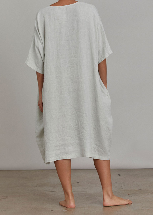 Black Crane V Neck Dress - Sky