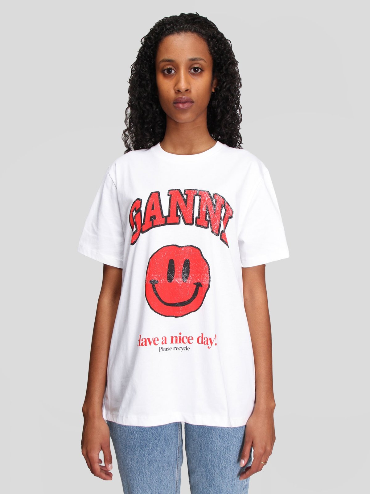 ☆送料・関税込☆GANNI★SMILEY SHORT SLEEVE T SHIRT★ ☆関税込☆GANNI☆SMILEY LOGO SHORT SLEEVE T SHIRT☆ (Ganni/T