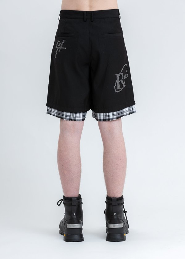 C2H4 Distressed Layered Sequin Tailored Shorts - Black C2H4 Distressed Layered Sequin Tailored Shorts - Black