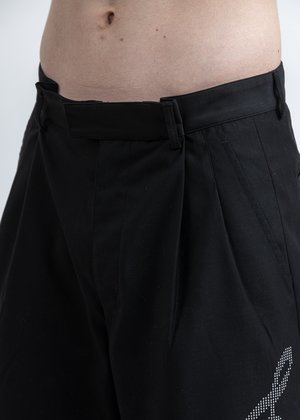 C2H4 Distressed Layered Sequin Tailored Shorts - Black C2H4 Distressed Layered Sequin Tailored Shorts - Black