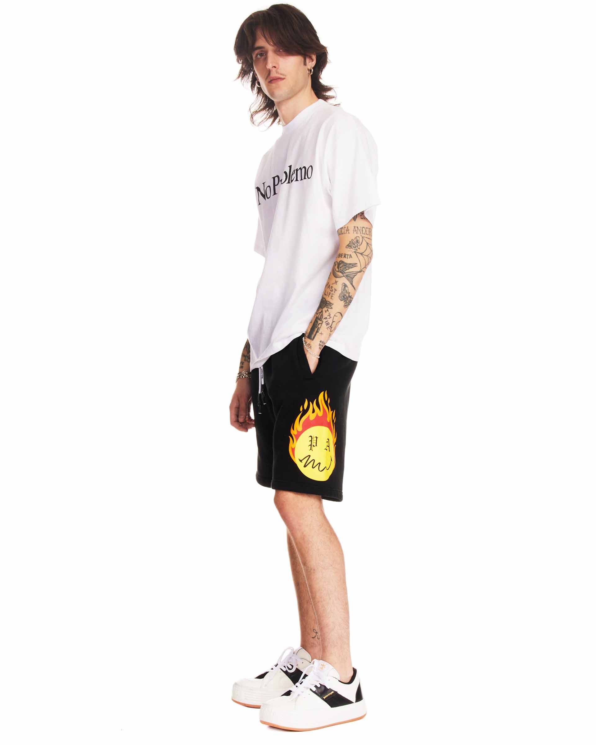 Palm Angels Burning Head Logo Shorts - black | Garmentory