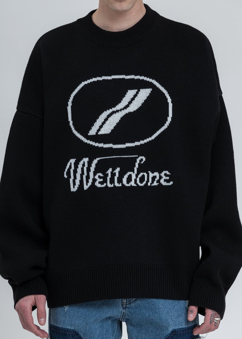 we11done Jacquard Sweater - Black | Garmentory