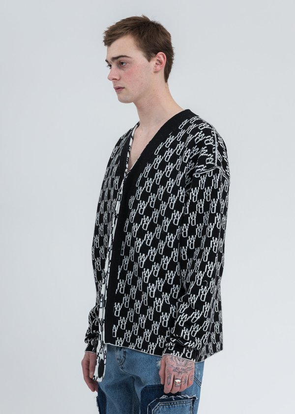 we11done カーディガン We11done Black WD1 Jacquared Cardigan | UJNG