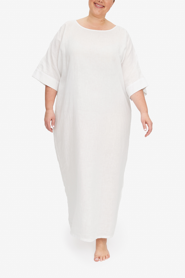 The Sleep Shirt Oversized Kaftan DRESS - White Linen | Garmentory