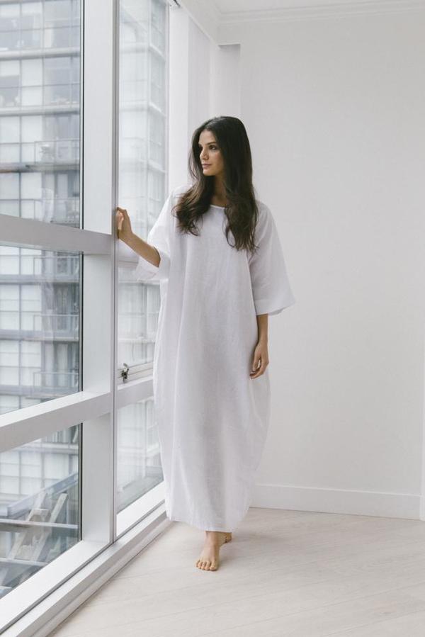 The Sleep Shirt Oversized Kaftan DRESS - White Linen | Garmentory The Sleep Shirt Oversized Kaftan DRESS - White Linen | Garmentory