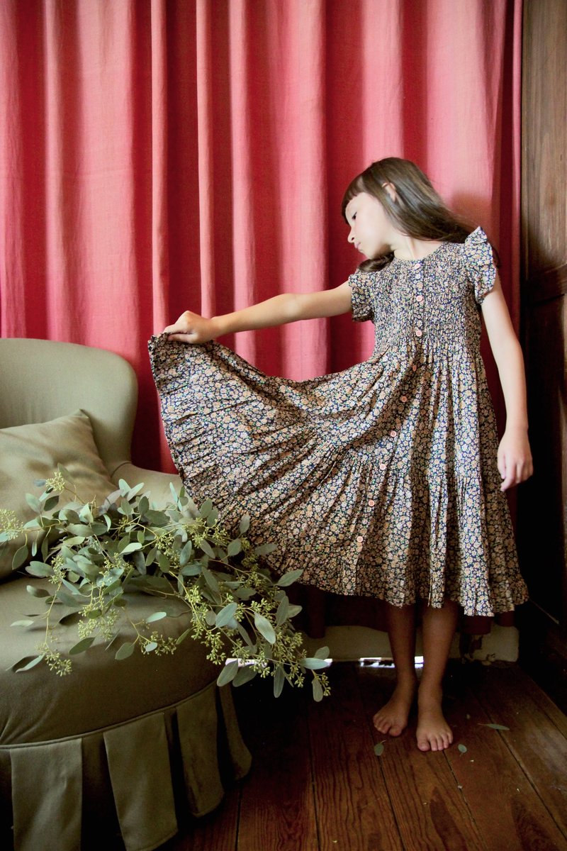 ワンピース 2024ss Bonjour ibiza dress Blue 10Y long Kids Bonjour Ibiza Dress - Blue Flowers | Garmentory
