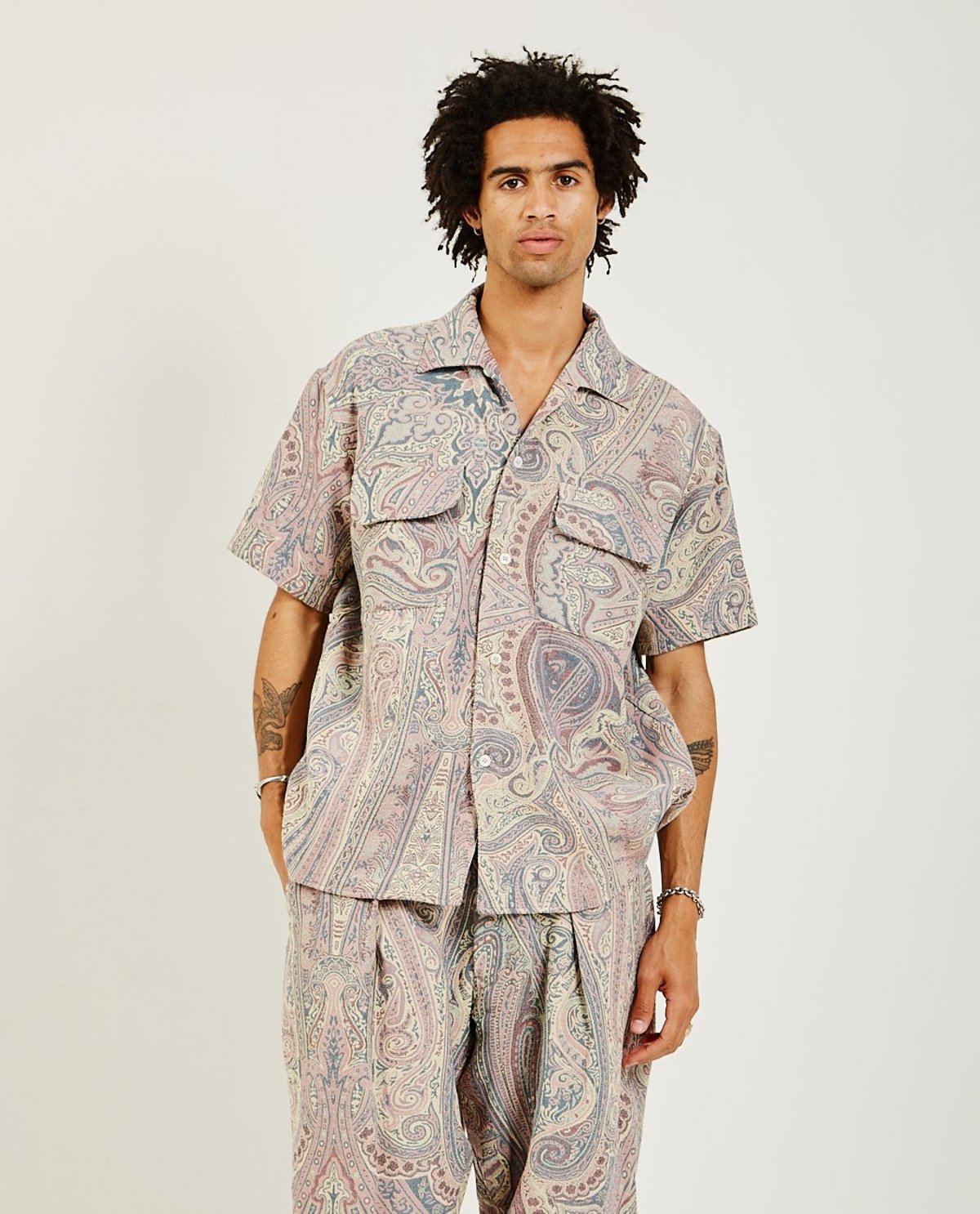 【Monitaly】Milano Shirt betro paisley Monitaly 50'S Milano Shirt S/S - Betro Paisley Grey | ANDJOY
