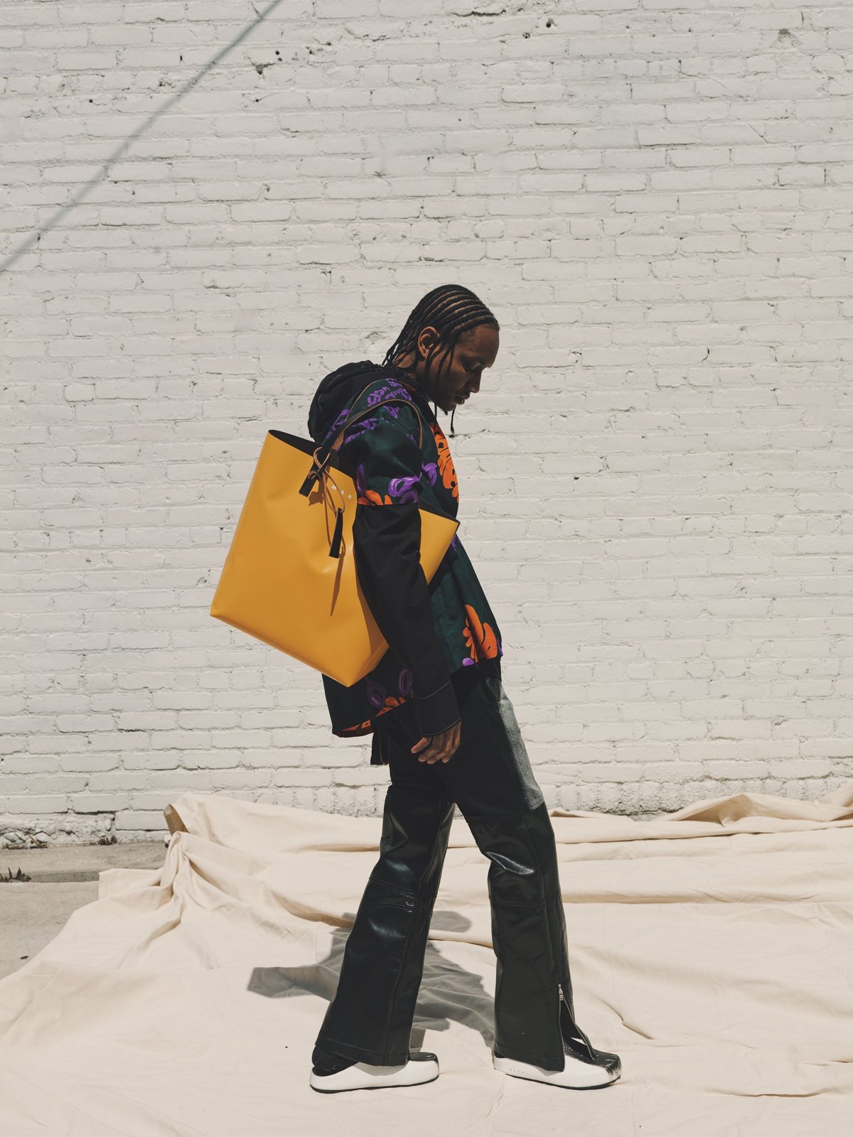 Marni PVC Tall Shopping Bag - Yellow/Grey | Garmentory