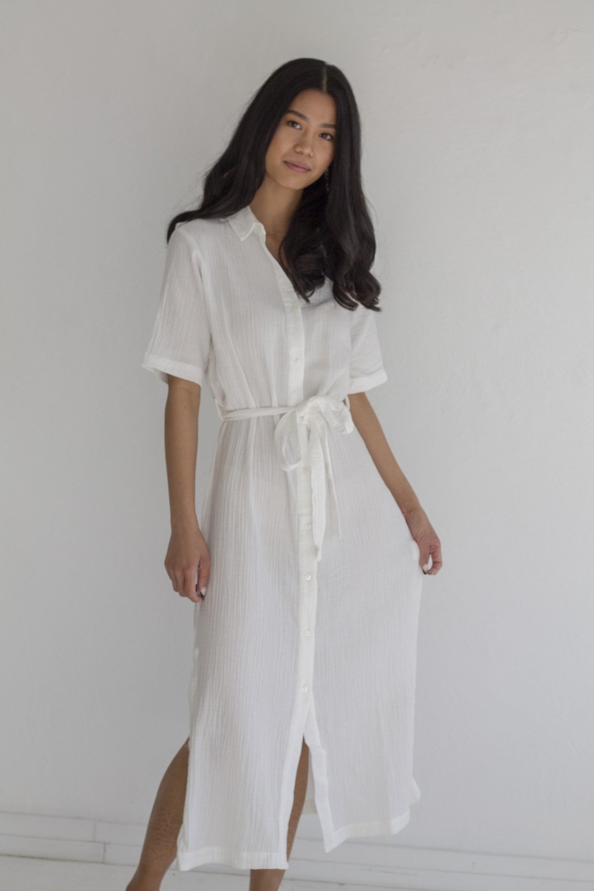 Descendant Cotton Gauze Shirt Dress - White - Image 3 of 6