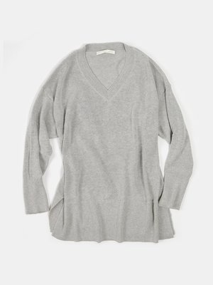 Erica Tanov fine knit cotton v-neck top - light grey Erica Tanov fine knit cotton v-neck top - light grey
