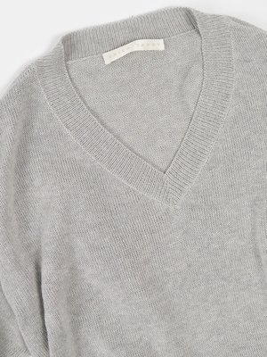 Erica Tanov fine knit cotton v-neck top - light grey Erica Tanov fine knit cotton v-neck top - light grey