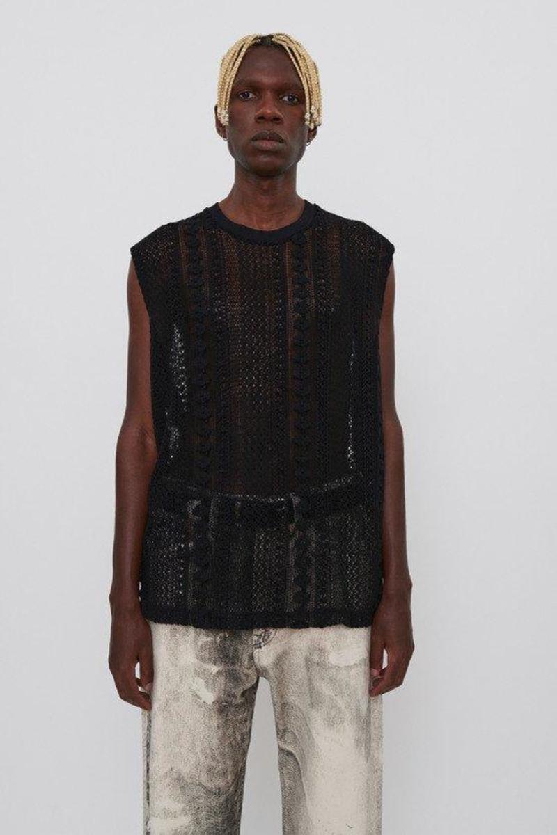トップス Our Legacy BOX SLEEVELESS Cotton Crochet Our Legacy - Box Sleeveless Black Cotton Crochet