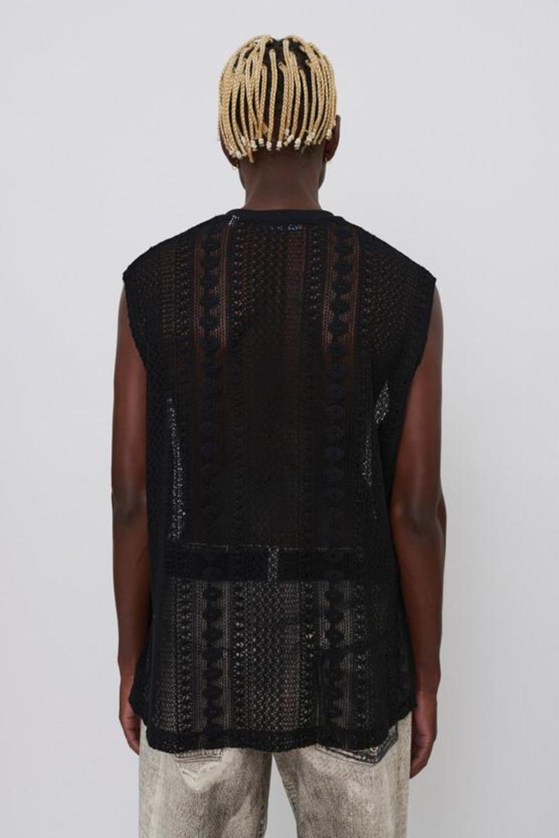 Our Legacy Box Sleeveless Shirt - Black Cotton Crochet