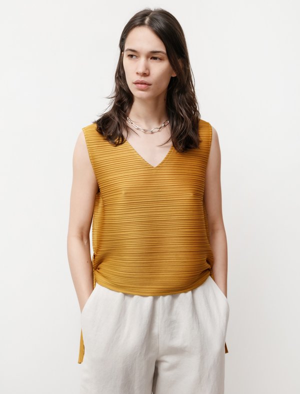 Pleats Please by Issey Miyake Dive Side-Tie Top - Gold | Garmentory