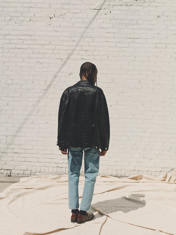 Martine Rose Croc Oversized Leather Jacket - Black | Garmentory