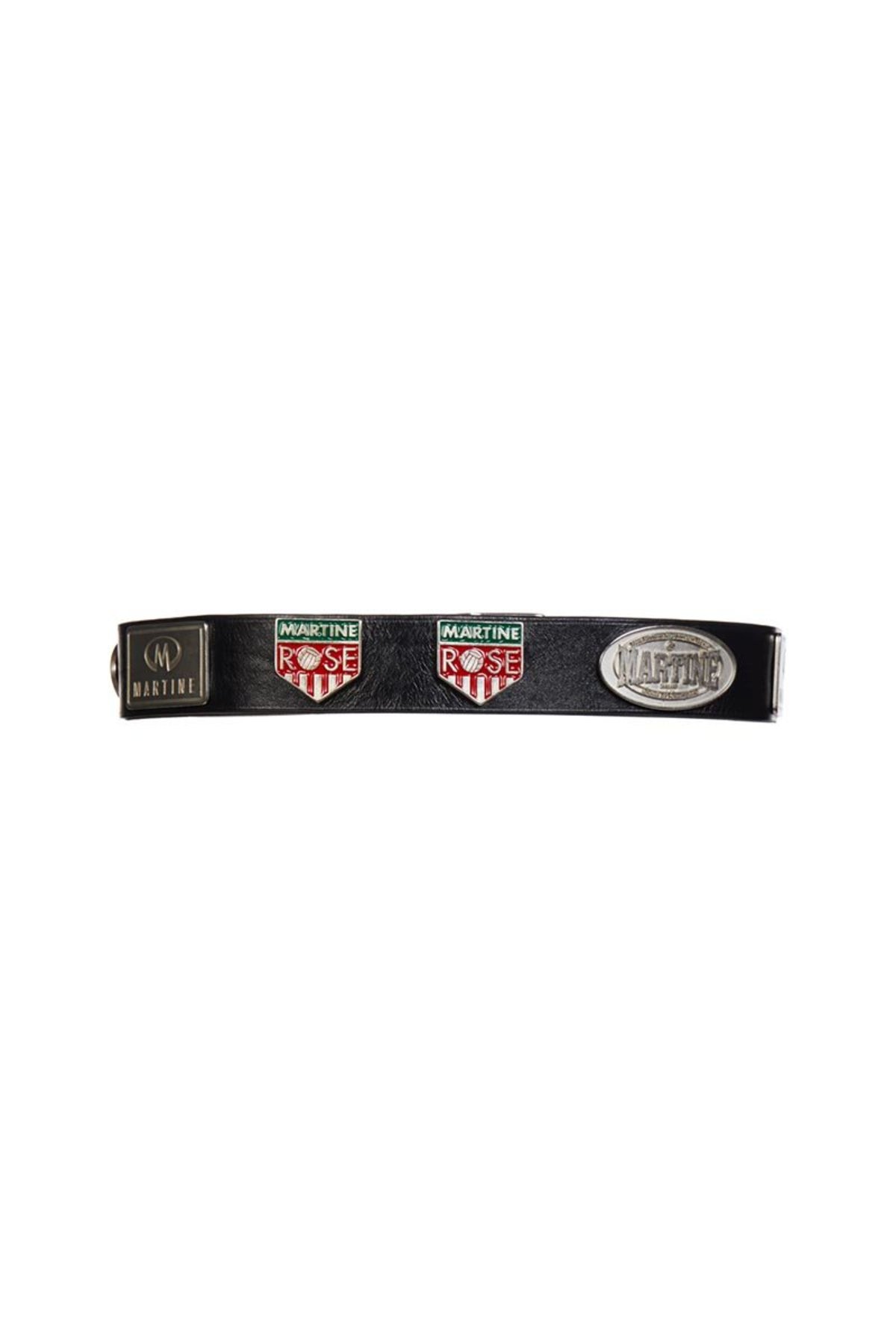 Martine Rose Irn Metal Trophy Badge Leather Belt - Black | Garmentory