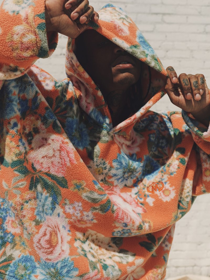 Martine Rose Fleece Bongo Batwing - Orange/Pink Floral