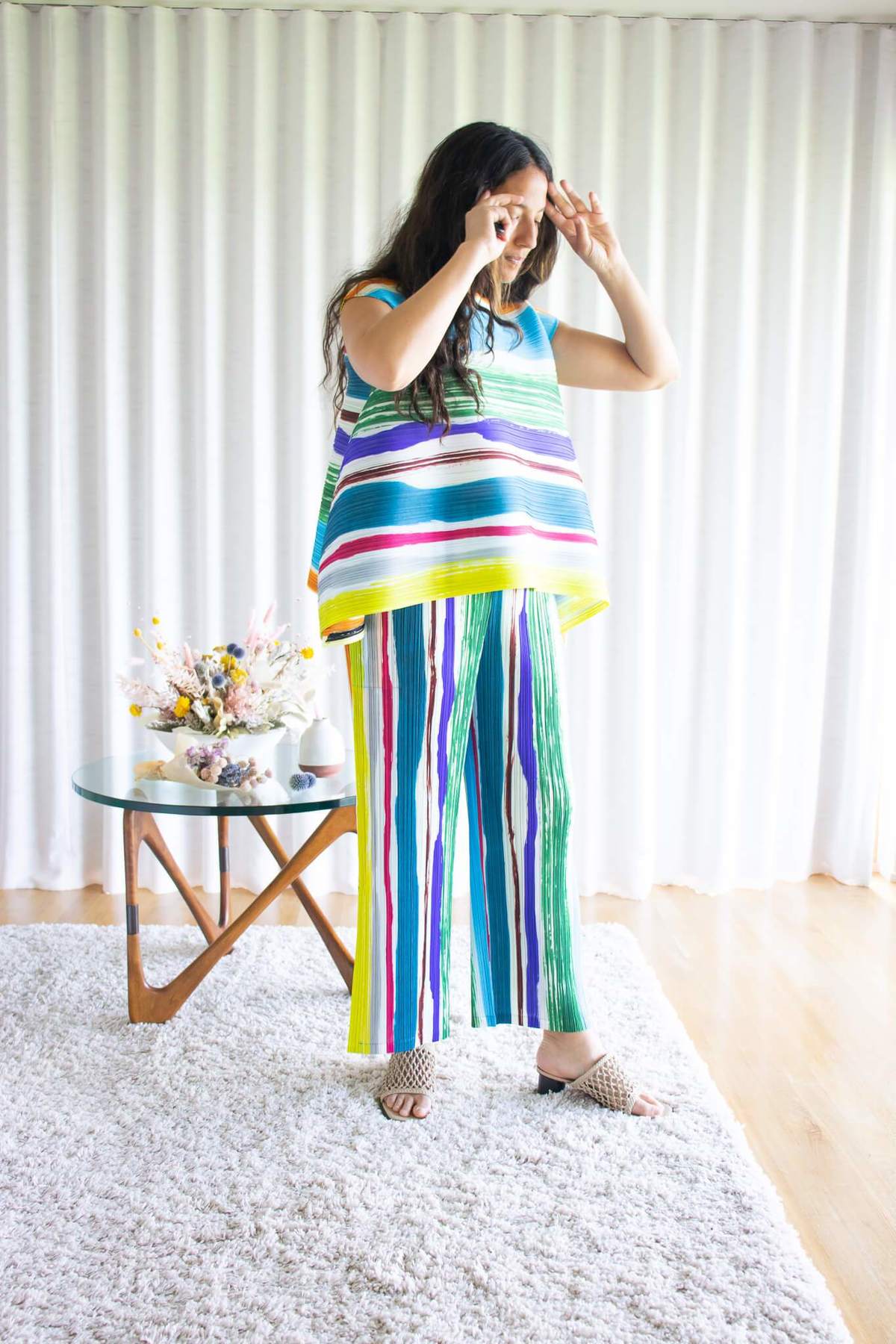 Pleats Please by Issey Miyake Leaf Vein Pants - multi | Garmentory