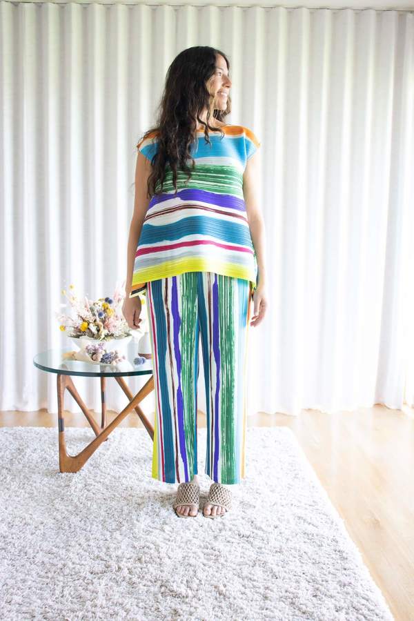 Pleats Please by Issey Miyake Leaf Vein Pants - multi | Garmentory