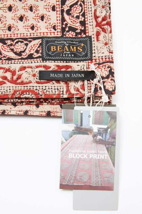Beams Plus Cotton Stole - Block Print/Red Beams Plus Cotton Stole - Block Print/Red