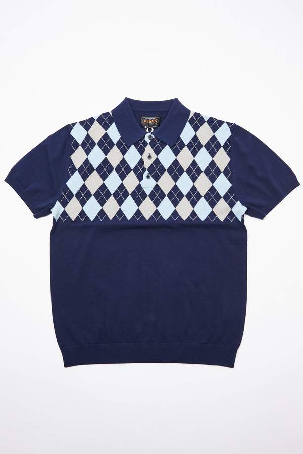 Beams Plus Knit Polo - Argyle/Navy Beams Plus Knit Polo - Argyle/Navy